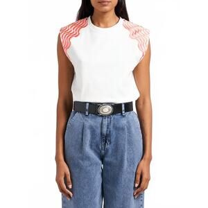 NEW INDEE embroidered cotton t-shirt in off white